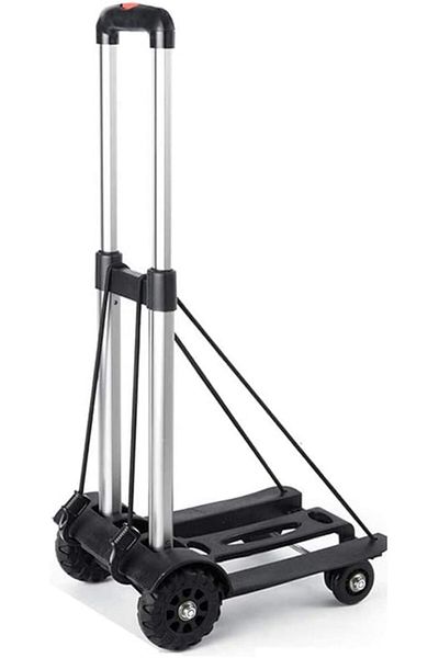 erorex Folding Hand Truck 4 Wheel Solid Construction Utility Cart With Aluminum Telescopic Rod Foldable