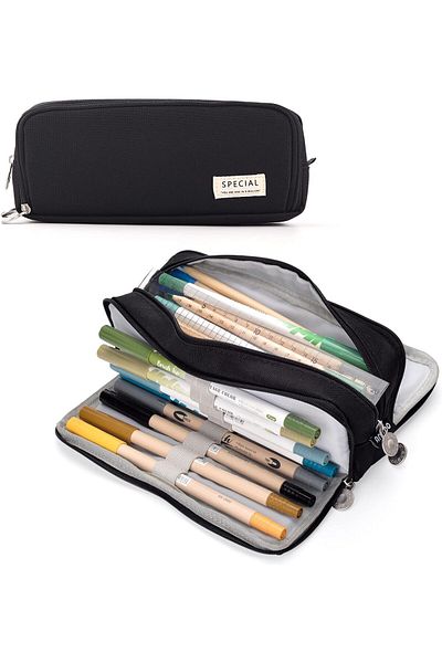 erorex Large Pencil Case 3 Tier Compartments Pencil Case Portable Multifunctional Pencil Case Suitable For