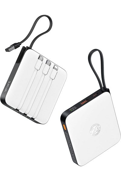erorex بنك طاقة محمول مزود بكابلات مدمجة 20000 مللي أمبير/ساعة 22.5 واط شحن سريع USB C حزمة بطارية شاحن الهاتف