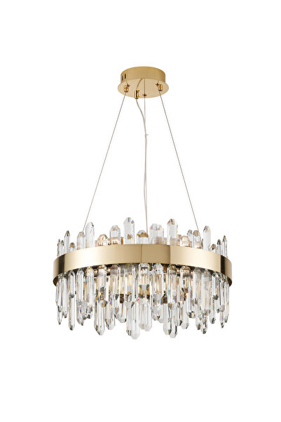 Apliqa Linfred 50'lik Gold Kristal Taşlı Modern Salon Avize