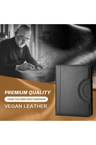erorex Portfolio Binder Black Vegan Leather Business Portfolio Organizer With Calculator Professional