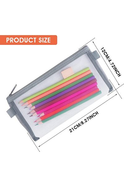 erorex 3 Pieces Pencil Pouch Clear Makeup Bags Nylon Mesh Pen Pouch With Zipper Pencil Case Stationery