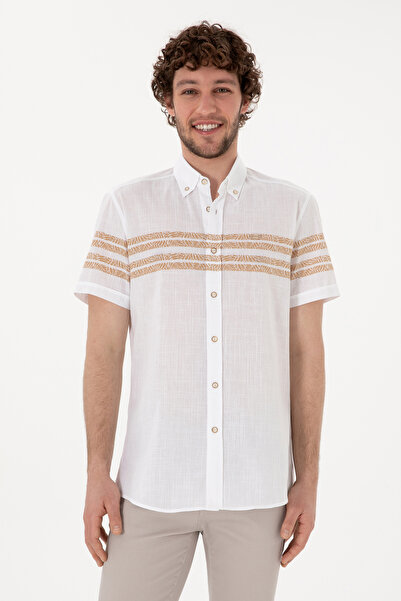 U.S. Polo Assn. Erkek Camel Kısa Kollu Gömlek 50305921-VR015