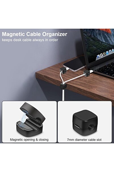 erorex مجموعة من 12 حامل سلك مغناطيسي منظم سلك لإدارة الكابلات على المكتب سلك لاصق قوي