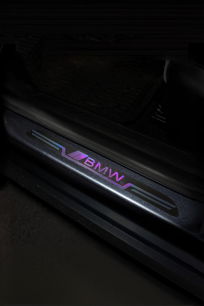 Home Bmw Uyumlu Aynalı Kapı Eşiği Koruma Sticker Seti 4'lü Gümüş