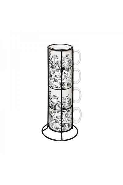 Secret de Gourmet Set of 4 cups with stand, Flora, 240 ml