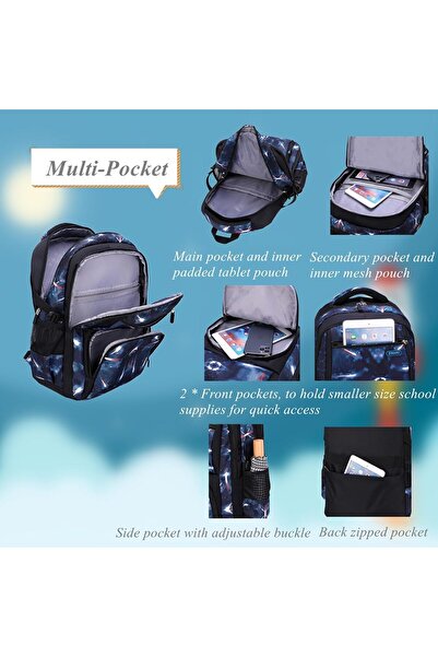 erorex Galaxy Print School Bag 3Pcs Backpack Set Space Pattern Galaxy Backpack Men High Middle School