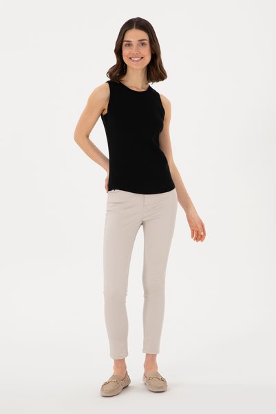 U.S. Polo Assn. Women's Black Sleeveless Crew Neck Basic T-Shirt 50300904-Vr046
