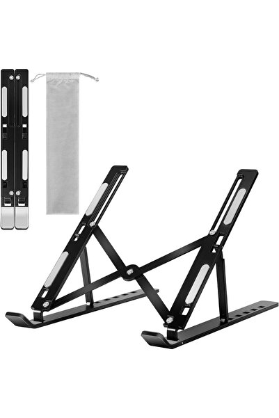 erorex حامل كمبيوتر محمول محمول بـ 6 مستويات ارتفاع قابلة للتعديل، حامل كمبيوتر محمول خفيف الوزن مصنوع من مادة ABS والسيليكون، قابل للطي