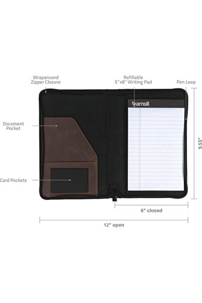 erorex Small Vintage Portfolio Zipper Faux Leather Portfolio Book Style Hardback Design Business And