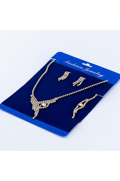 Bimotif Gold Colored Stone Necklace, Earrings and Bracelet Set