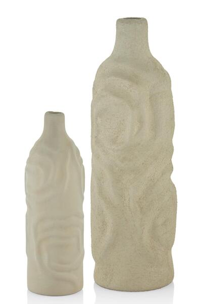 SETABIANCA Cote 2 Vase Set Cream 11*11*36 - 8*8*24 cm