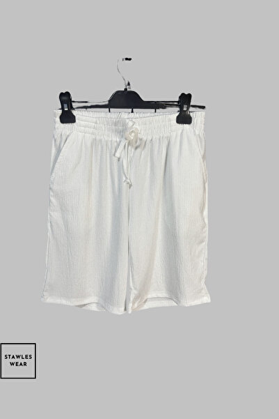 stawles wear Bürümcük Crinkle Fabric nyári Lycra női férfi póló rövidnadrág tréningruha 3 részes szett fehér