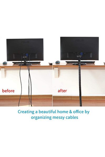 erorex منظم كابلات Life Cable Management Sleeve منظم كابلات بسحاب حلزوني لف الكابلات وحامل الأنابيب