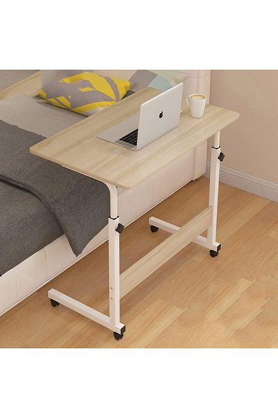 erorex Adjustable Over Bed Table Mobile Bedside Desk Dormitory Portable Laptop Computer Desks 60 X 40 Cm
