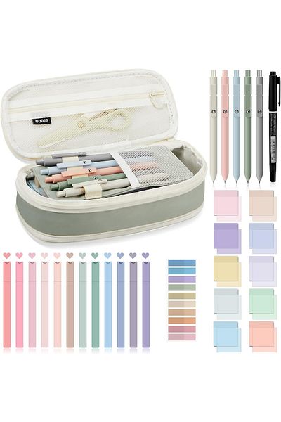 erorex 30 Pcs Study Supplies Stationary Set Pencil Case Bag With Highlighter Gel Pen Ballpoint Pen