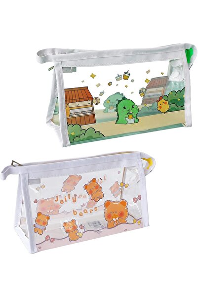 Generic 2 Pieces Clear Exam Pencil Pouch Portable Office Stationery Pouch Cle...