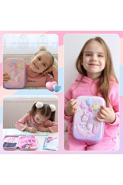 erorex Pencil Case For Girls Pencil Case For Kids Unicorn Pencil Pouch Storage Pouch Large Capacity Pencil