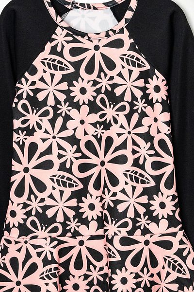 Beniizle Floral Patterned Boned Tights Girls' Swimsuit Set of 3