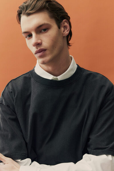 H&M Soluk Görünümlü Tişört Loose Fit