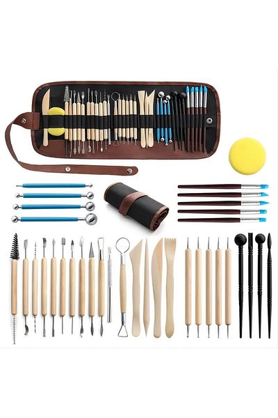 Sanathobi Pottery Tools Kit - 36 Pieces Clay, Sculptor, Ceramic, Modeling, Hobby