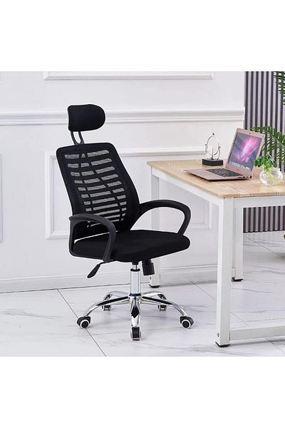erorex Ergonomic Office Chair Mid Century Modern Style Black Mesh Back Lumbar Support Adjustable Headrest