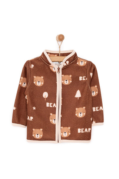 ebebek Hello Baby HelloBaby Erkek Bebek Polar Hırka Metraj Baskılı Fermuarlı Hakim Yaka Uzun Kol