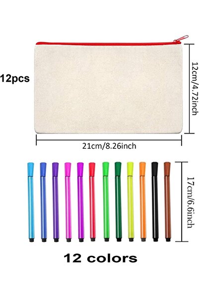 erorex Diy Craft Bag Diy Blank Fabric Bag Canvas Zipper Pouch Bags Travel Toiletry Bag Suitable For