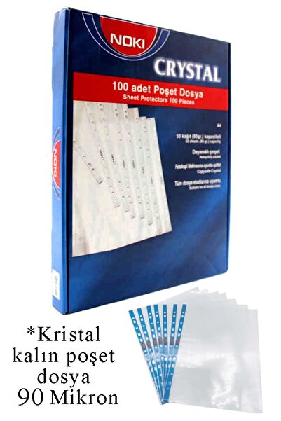 Artlantis Poşet Dosya A4 Kristal 100 Adet 1 Paket Noki 4830 Cr Kalın Poşet Dosya Föy Mavi Şeritli 90 Mikron Şe