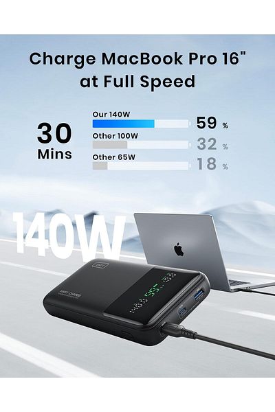 erorex باور بانك 27000 مللي أمبير/ساعة 140 واط باور بانك كلاين أبر ستارك مدخل ومخرج USB C للهواتف والكمبيوتر المحمول