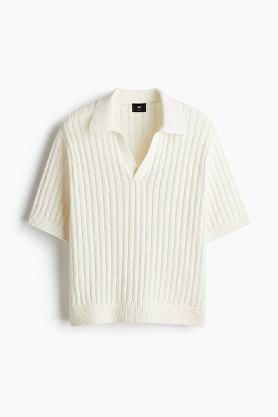 H&M Lastik Örgülü Polo Tişört Loose Fit