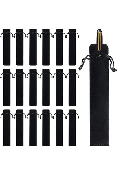 erorex 100 Pieces Velvet Pen Pouch Black Drawstring Pen Bag Black Pencil Case Pen Bag Soft Single Pen