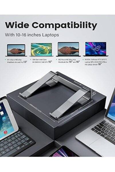 erorex حامل كمبيوتر محمول للمكتب، حامل كمبيوتر مزود بتهوية وتبريد لجهاز ماك بوك برو إير متوافق مع أجهزة ماك بوك برو 10.
