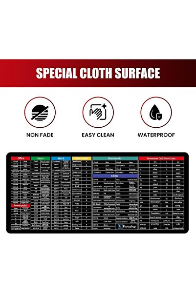 erorex لوحة ماوس اختصارات مكتب الكمبيوتر Xxl 35.4 × 15.7 بوصة Excel Word Ppt ورقة غش للاختصارات