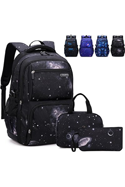 Generic حقيبة ظهر مدرسية للأولاد مطبوعة بنجوم السماء للمرحلة الابتدائية والإع...