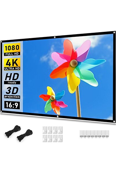 Generic Projector Screen 72 Inch Movie Projector Screen 16:9 Hd Foldable And ...