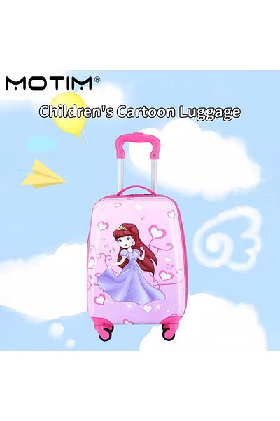 erorex 18 Inch Kids' Cartoons Hand Luggage Trolley Case Cabin Luggage Telescopic Handle 4 Spinner Wheels
