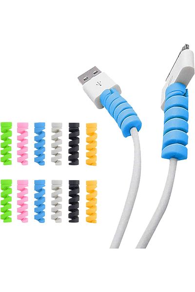 erorex 12Pack Charging Cable Protector Spiral Tube Wire Management Organizer Protective Cord Sleeve Line