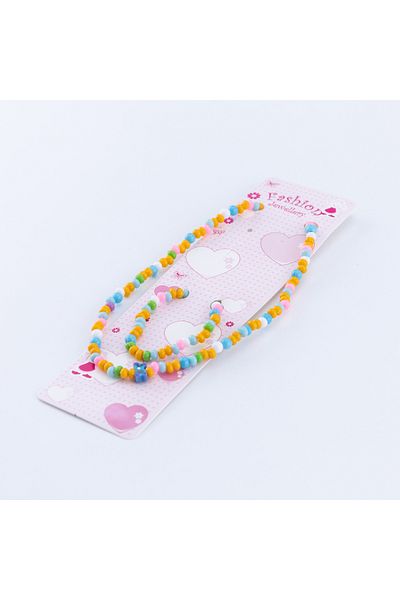 Bimotif Children's Bracelet and Necklace Set with Colored Beads