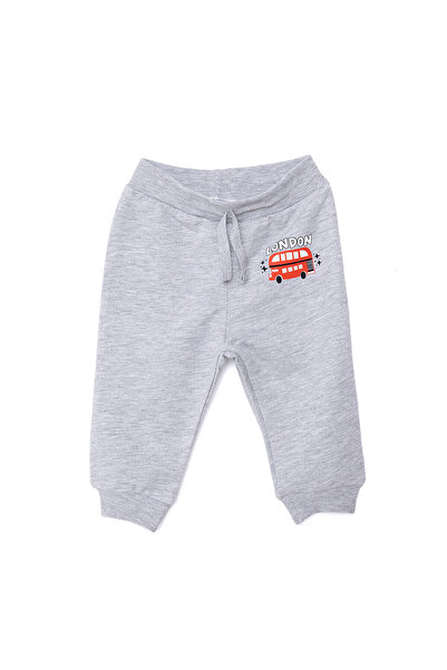 ebebek Hello Baby HelloBaby Erkek Bebek Eşofman Alt Şardonlu Ribana Paça Gri Melanj