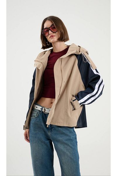 LOKADI Women's Striped Parka Raincoat