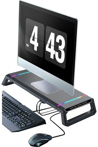 erorex حامل شاشة كمبيوتر محمول قابل للطي مع 4 منافذ USB وحامل مكتب قابل للتعديل