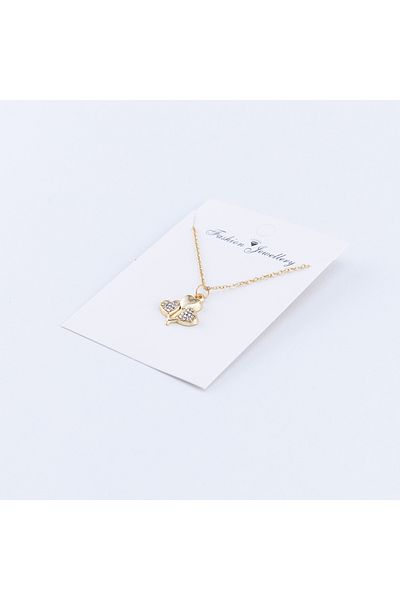 Bimotif Stone Filled Heart Butterfly Necklace