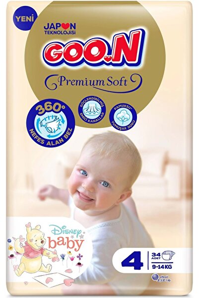 Goo.n Premium Soft 4 Numara Süper Yumuşak Bant Bebek Bezi - 34 Adet