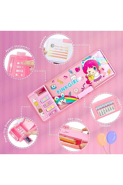 erorex Pop Up Multifunction Pencil Case For Girls Cartoon Pen Box Organizer Stationery With Password Lock