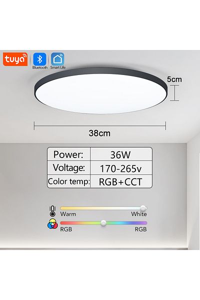 MARPOU Simple-BK-36W RGB Smart Ceiling Light LED Light with Speaker 30W 36W Audio Music Play TUYA APP Bluet
