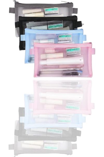 erorex Clear Mesh Zipper Pencil Case Set 4 Piece Exam Stationery Organizer For Students And Makeup Storage