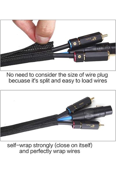 erorex 10 أقدام 1 2 بوصة واقي سلك نول أنبوبي غلاف كابل غلاف مقسم لسلك طاقة USB الصوت
