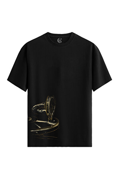 Color Luxe Gilded Melodies 100% Cotton Women's Black T-Shirt - Premium Quality