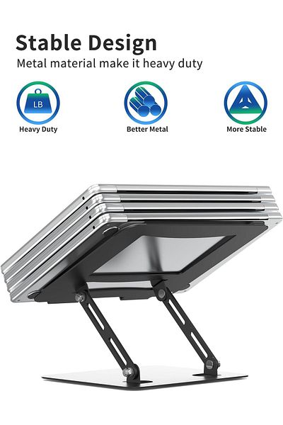 erorex Laptop Stand For Desk With Stable Heavy Base Adjustable Height Multi Angle Ergonomic Metal Riser